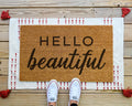 Hello Beautiful Coir Doormat, Cute Welcome Mat for Front Porch