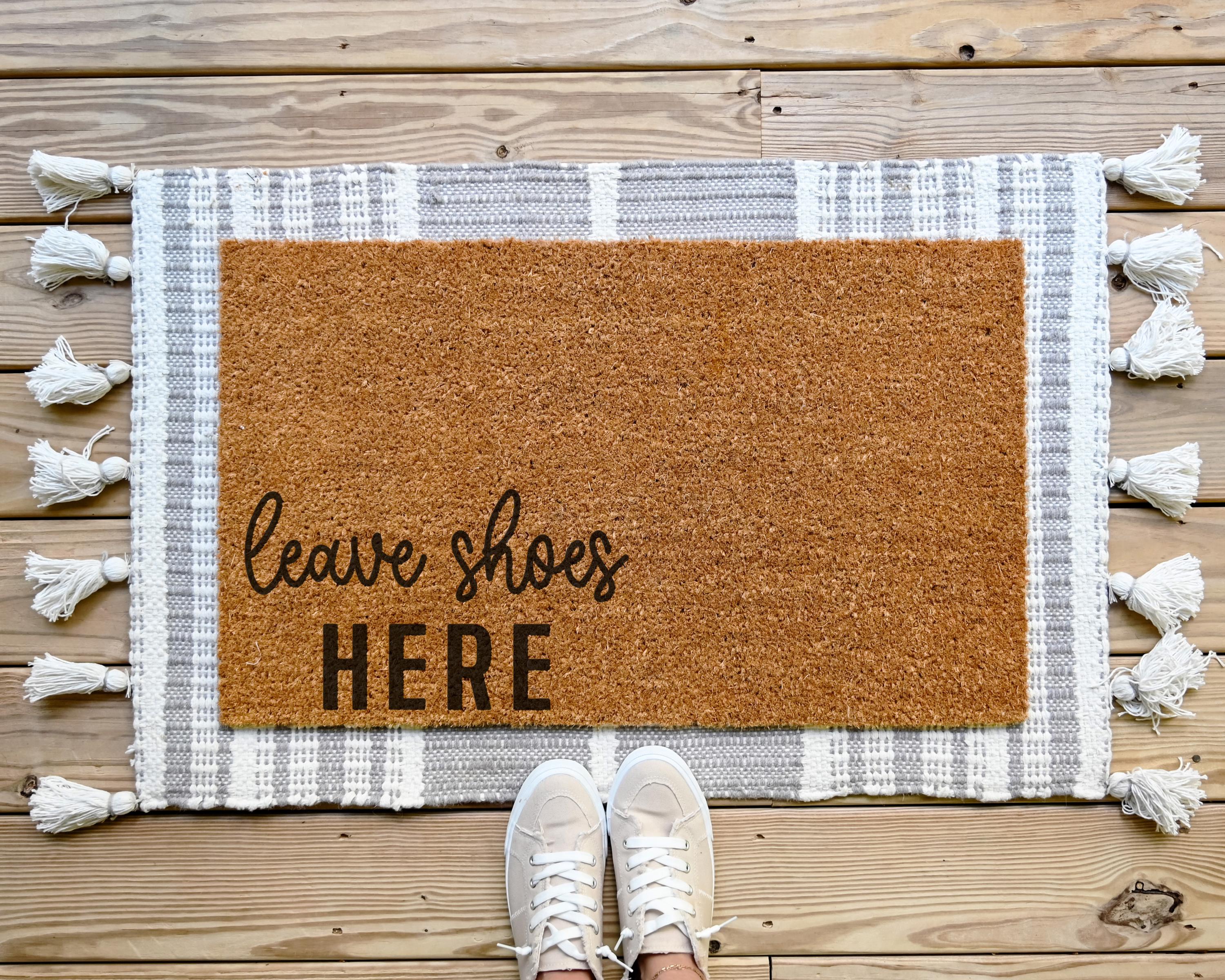 Leave Shoes Here Coir Doormat: Funny Welcome Mat, Porch Decor