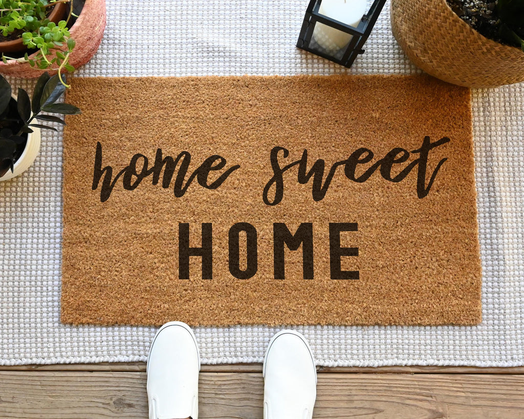 HamlinRowShop Home Sweet Home Coir Doormat Rustic Farmhouse Front Porch Decor