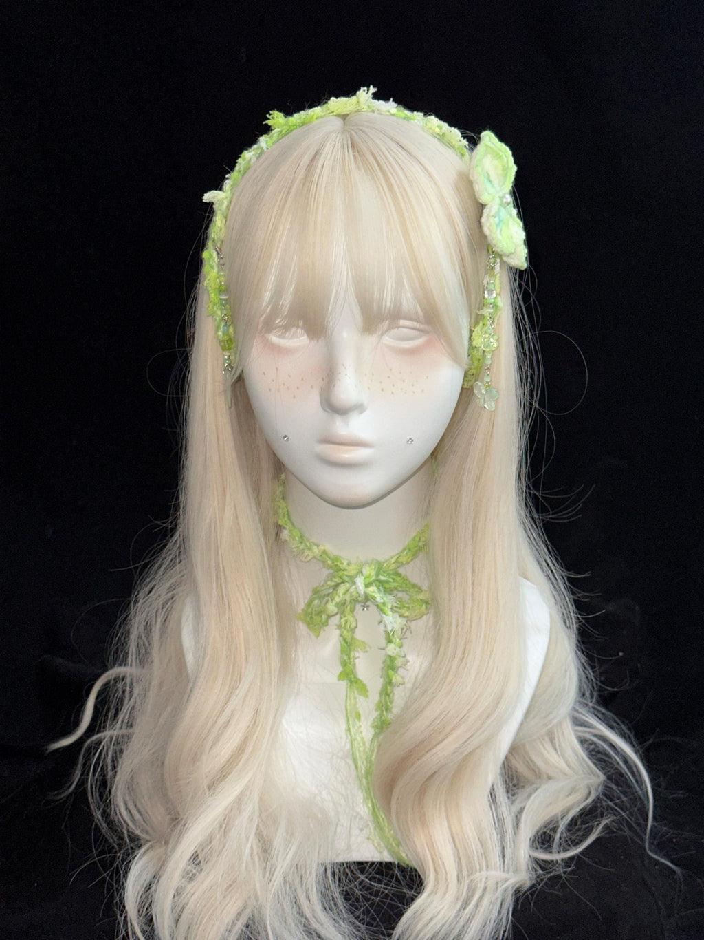 StellarPride Handmade Floral Convertible Necklace Headband Pastel Green