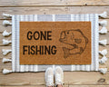 HamlinRowShop Gone Fishing Coir Doormat: Funny Welcome Mat for Anglers
