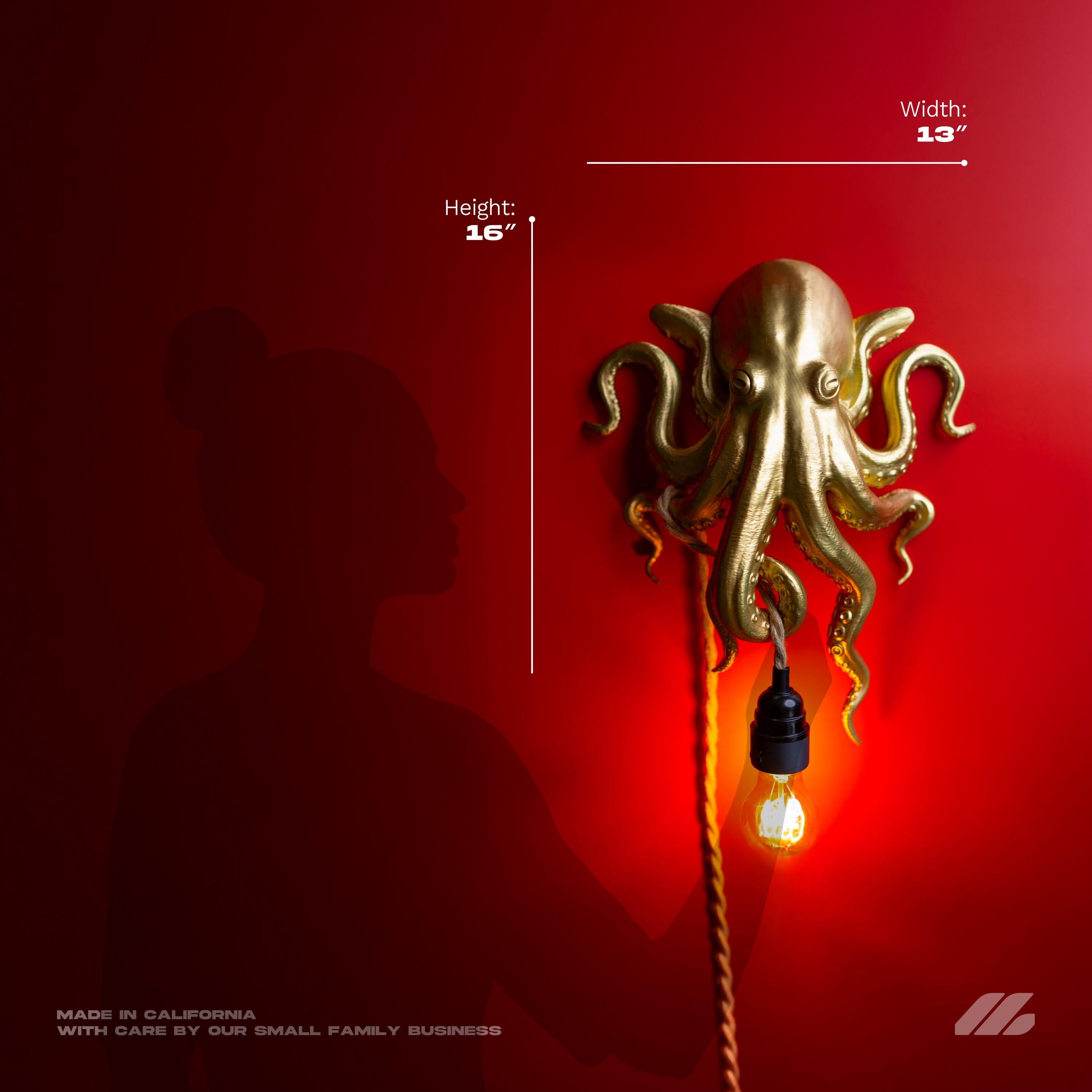 April16studio Gold Octopus Wall Sconce 13x16in Gold