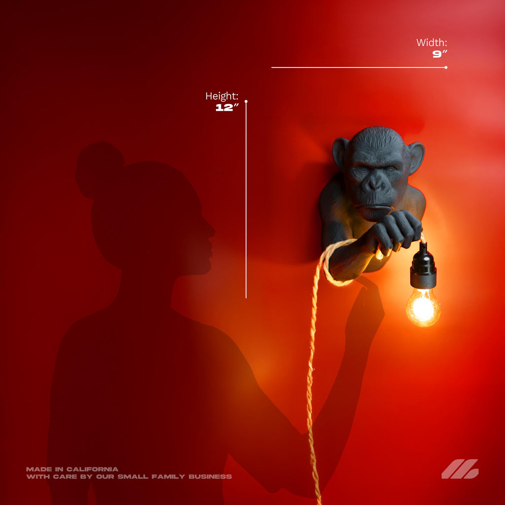 April16studio Monkey Wall Lamp 3D Printed Animal Sconce Matte Black