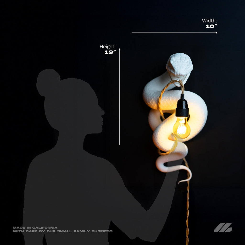 April16studio Snake Wall Lamp Handcrafted Serpent Sconce White