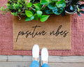 HamlinRowShop Positive Vibes Coir Doormat Cheerful Front Porch Decor