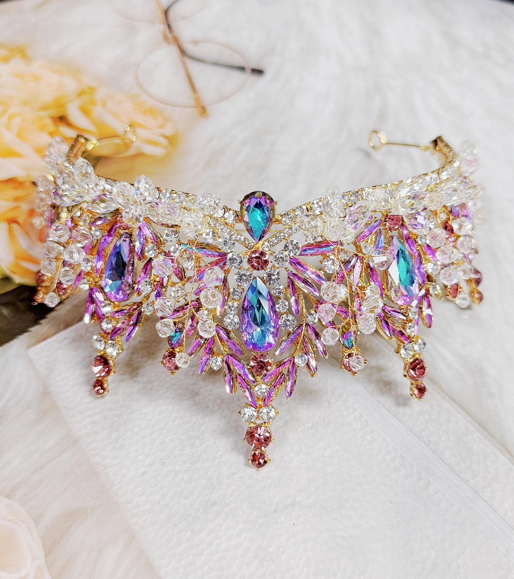 Lavender Gemstone Crystal Victorian Tiara Bridal Crown Princess