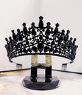 Gothic Wedding Tiara, Witch Queen Black Crystal Crown, Costume Headpiece