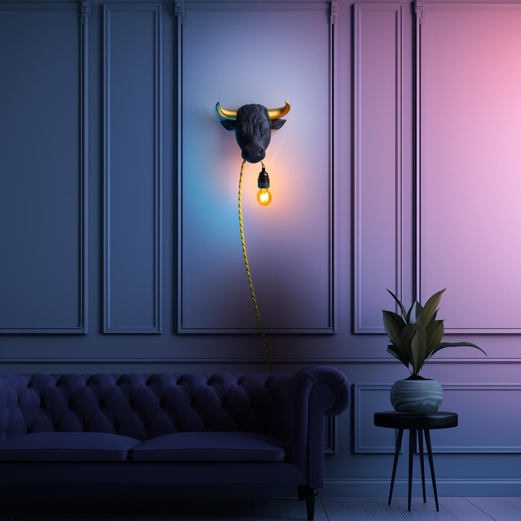 Bull Wall Lamp 3D Printed Handcrafted Sconce