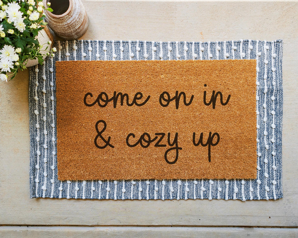 Come On In & Cozy Up Coir Doormat Welcome Mat Front Porch Decor
