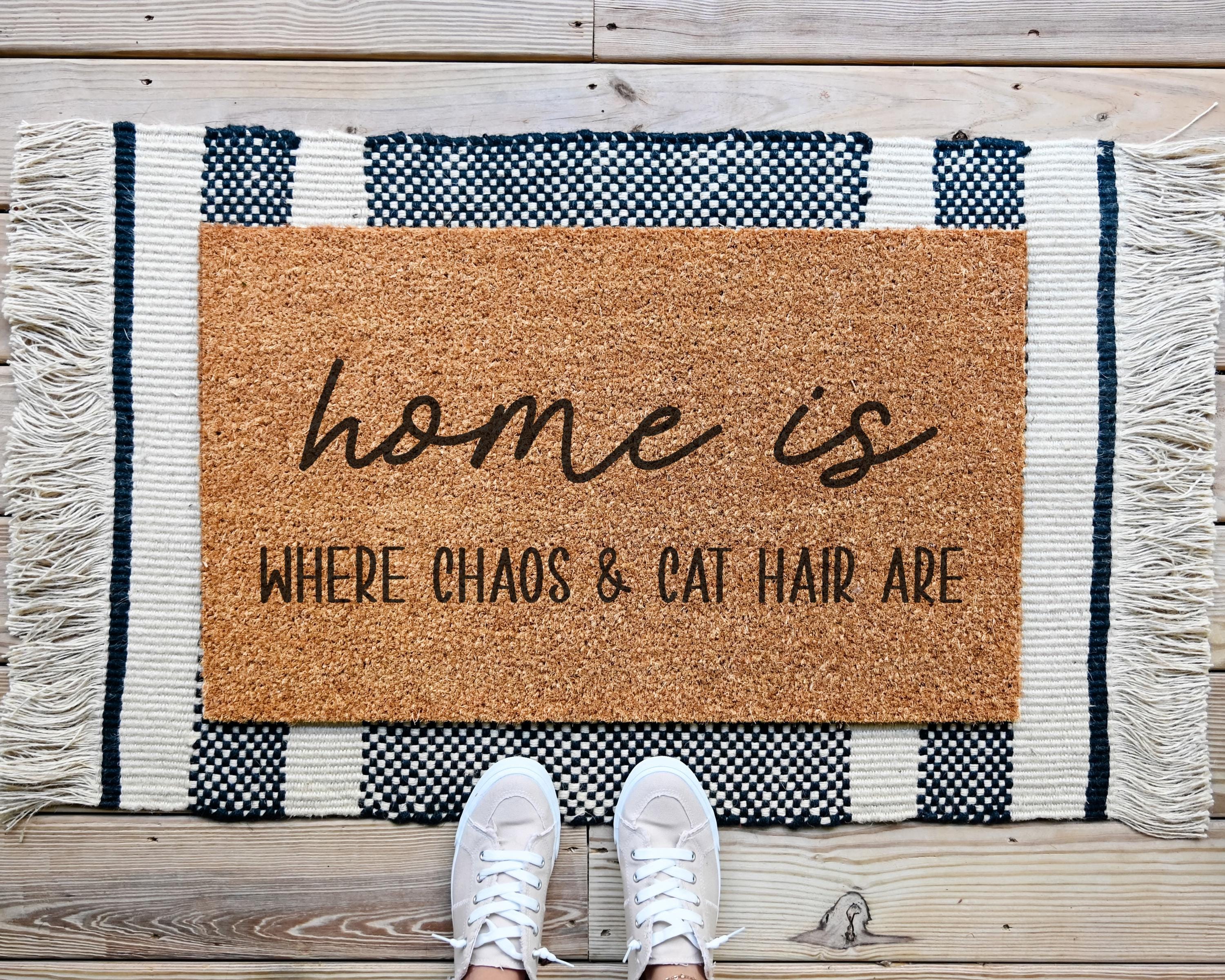 Hamlinrowshop Funny Dog Doormat Home Is Where Chaos Personalized Coir