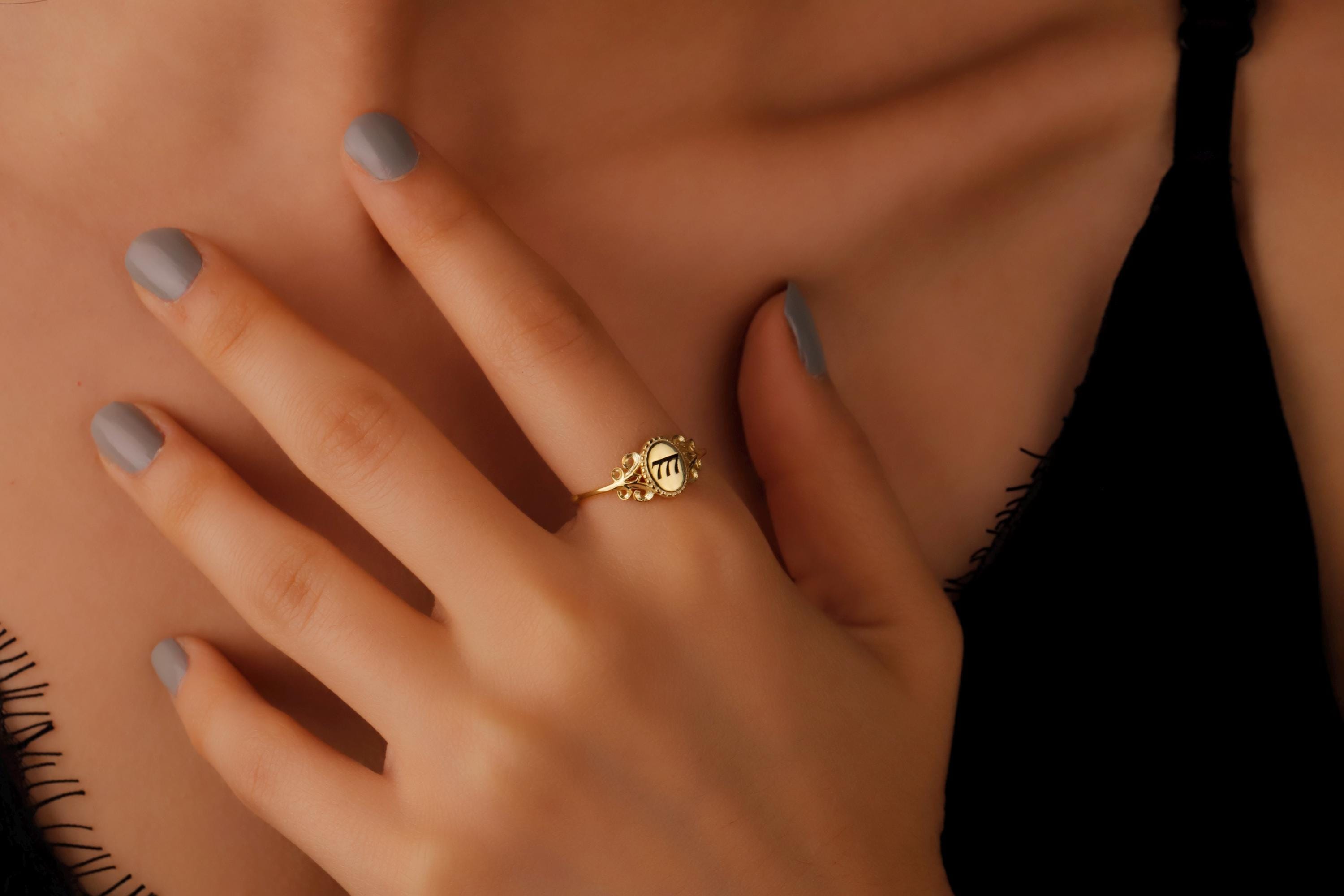 SilverGoldandRose Sterling Silver Angel Number Signet Ring Personalized 925