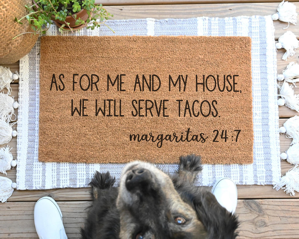 HamlinRowShop Funny Coir Doormat - Serve Tacos Margaritas 24:7