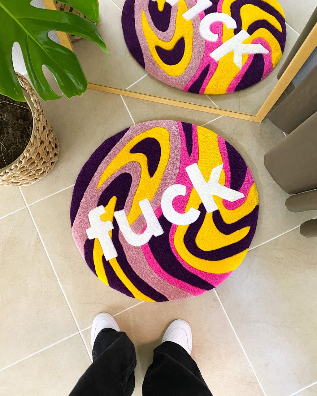 LargoModern Fuck Colorful Handmade Tufted Rug Soft Fluffy
