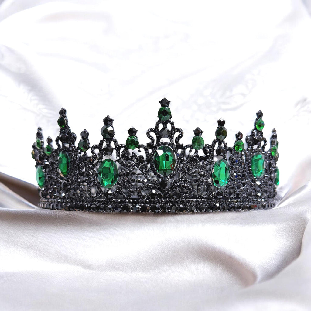Black King Crown: Green Stone Gothic Renaissance Coronation