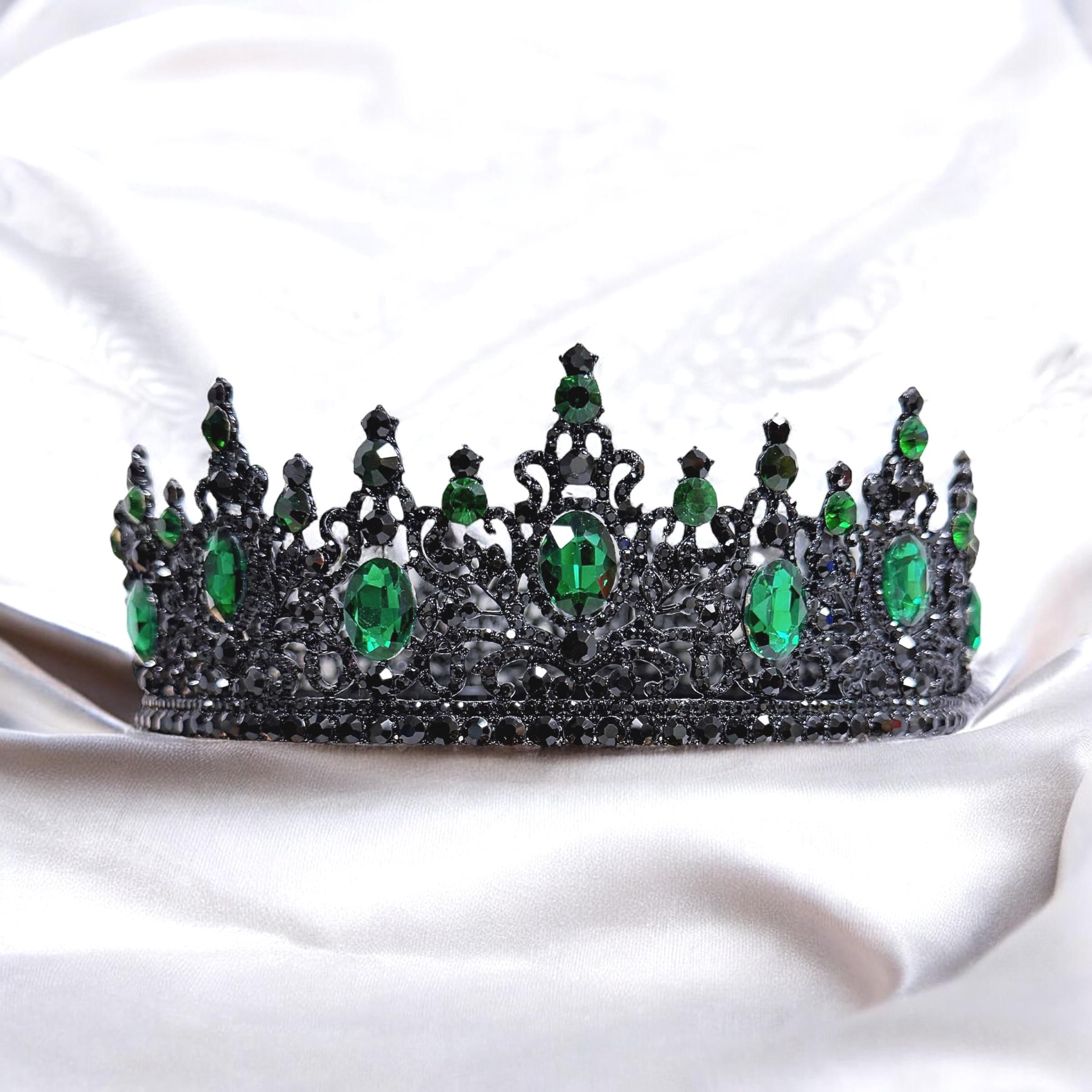 Black King Crown: Green Stone Gothic Renaissance Coronation