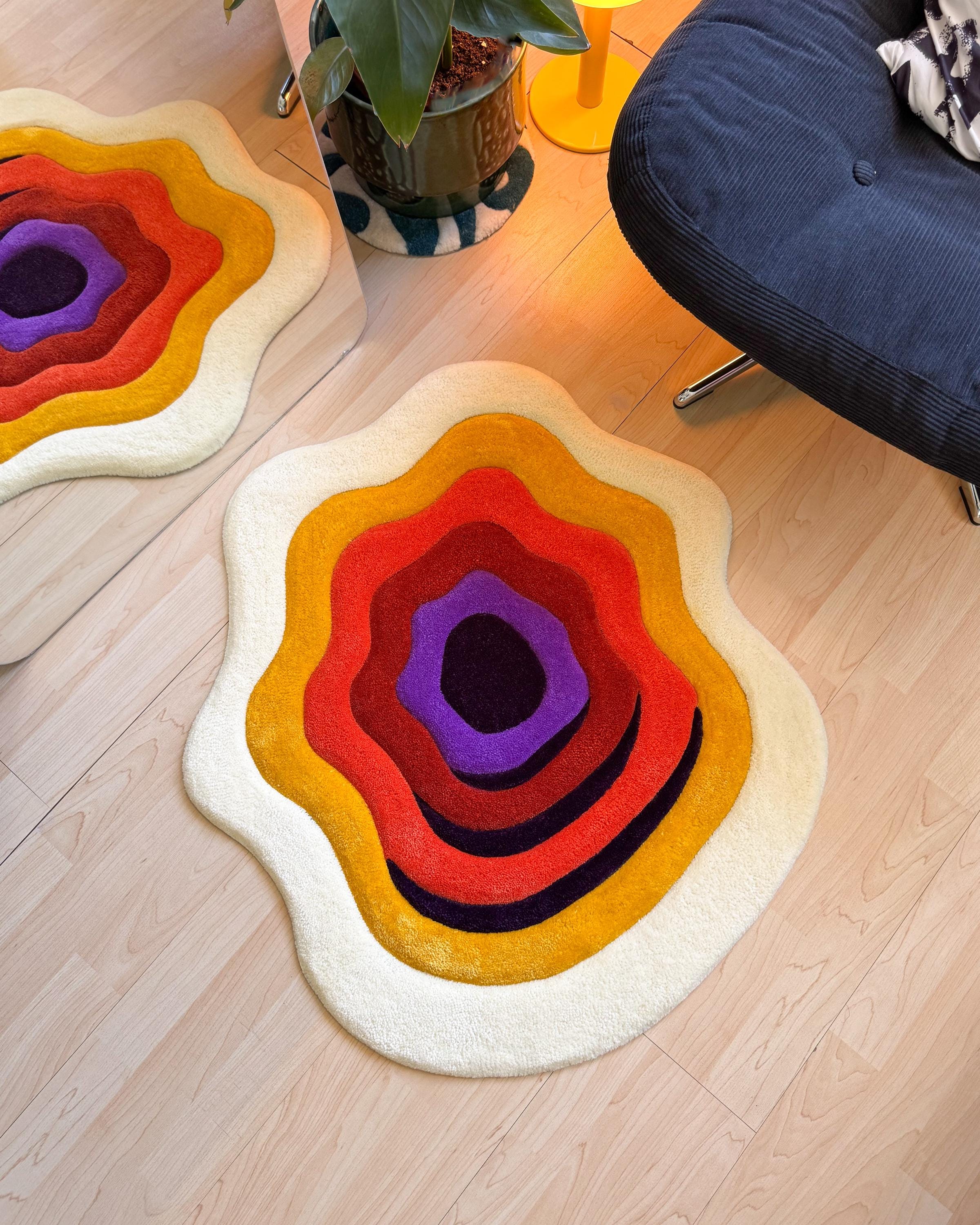 LargoModern Custom Handmade Psychedelic Fluffy Tufted Rug