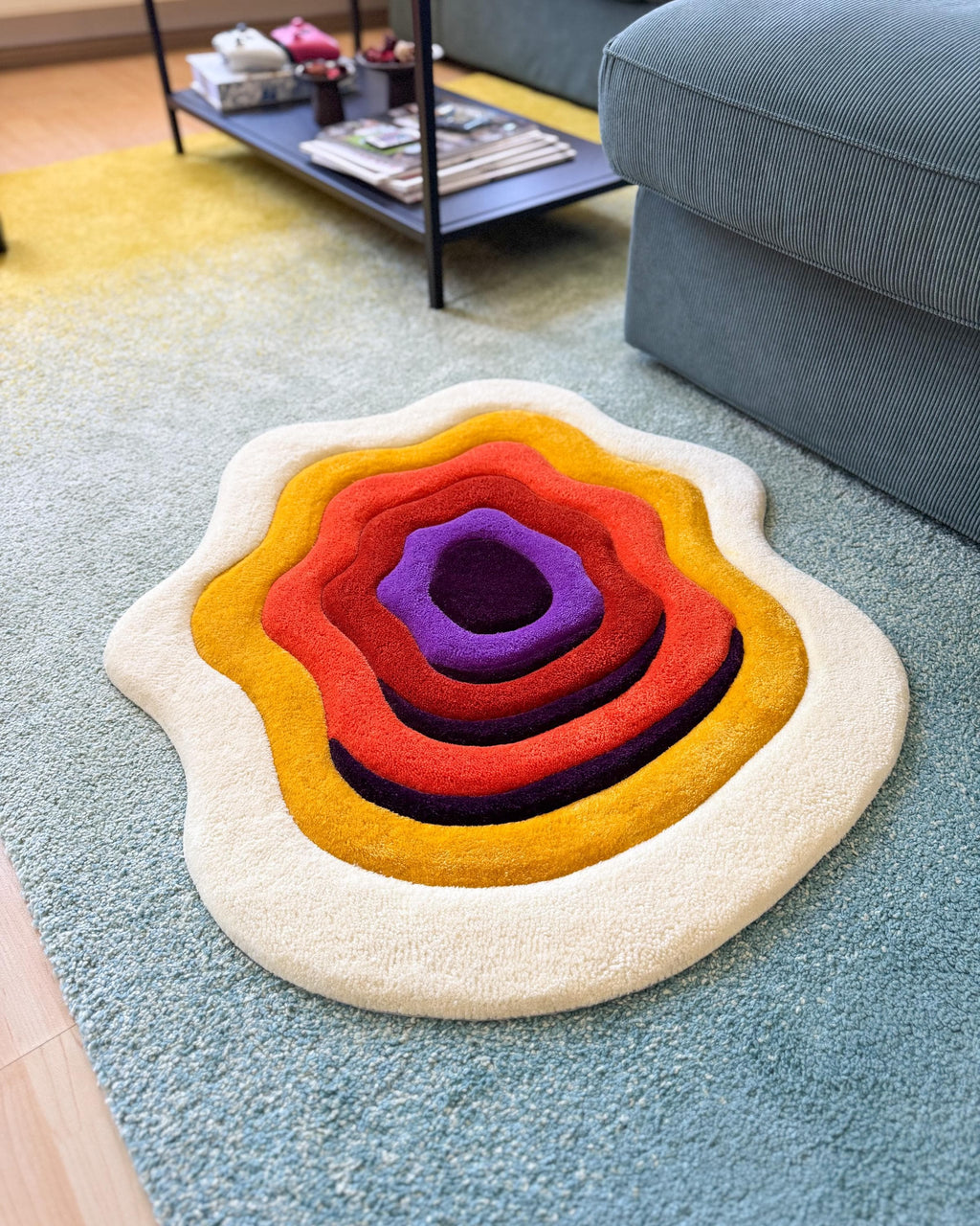 LargoModern Custom Handmade Psychedelic Fluffy Tufted Rug