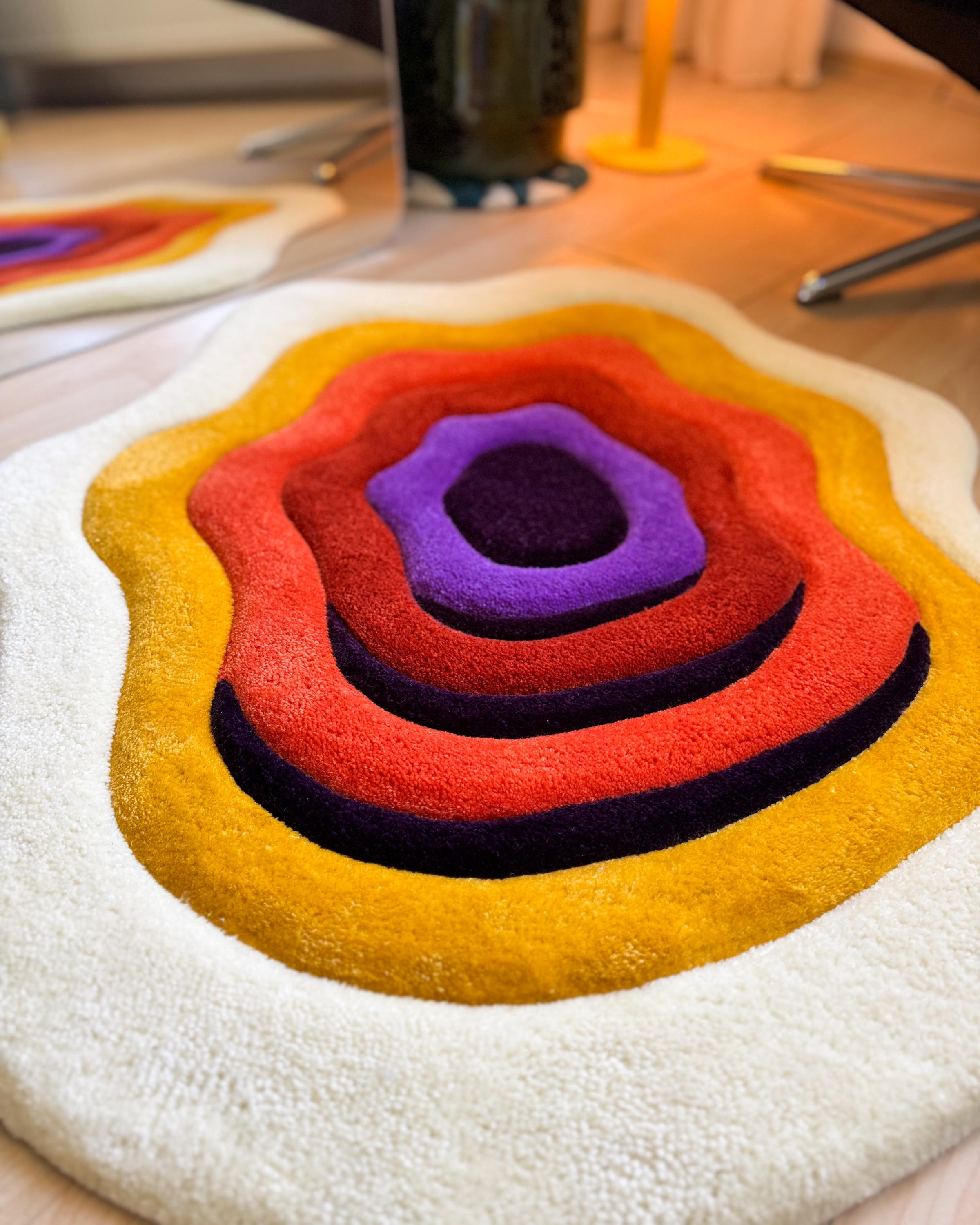 LargoModern Custom Handmade Psychedelic Fluffy Tufted Rug
