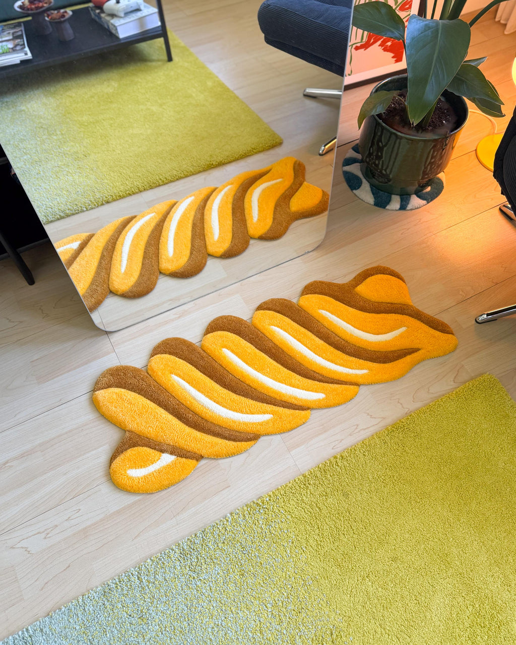 LargoModern Fusilli Custom Tufted Rug Handmade Cotton 32x12in