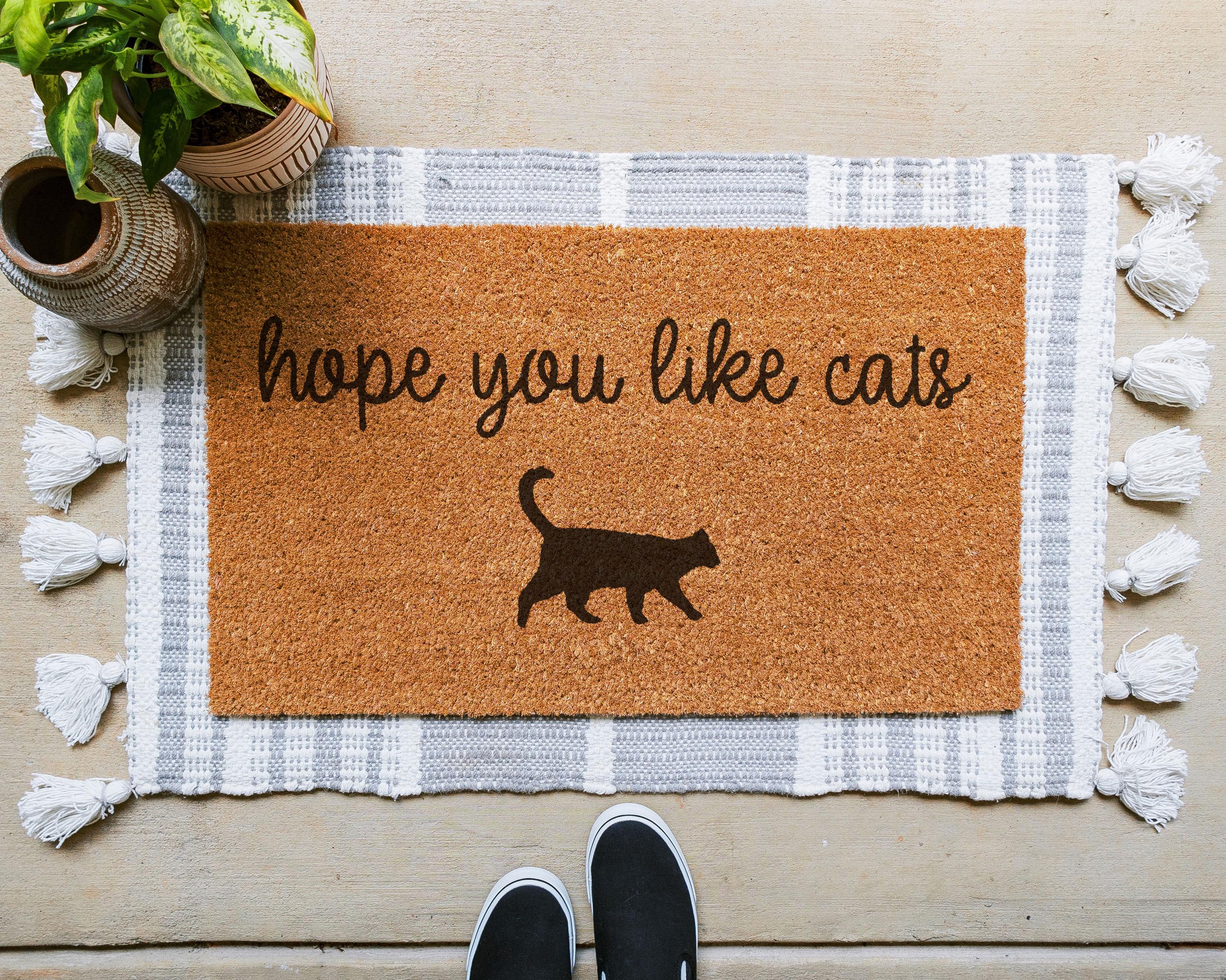 Coir Doormat Hope You Like Cats Funny Welcome Mat for Cat Lovers