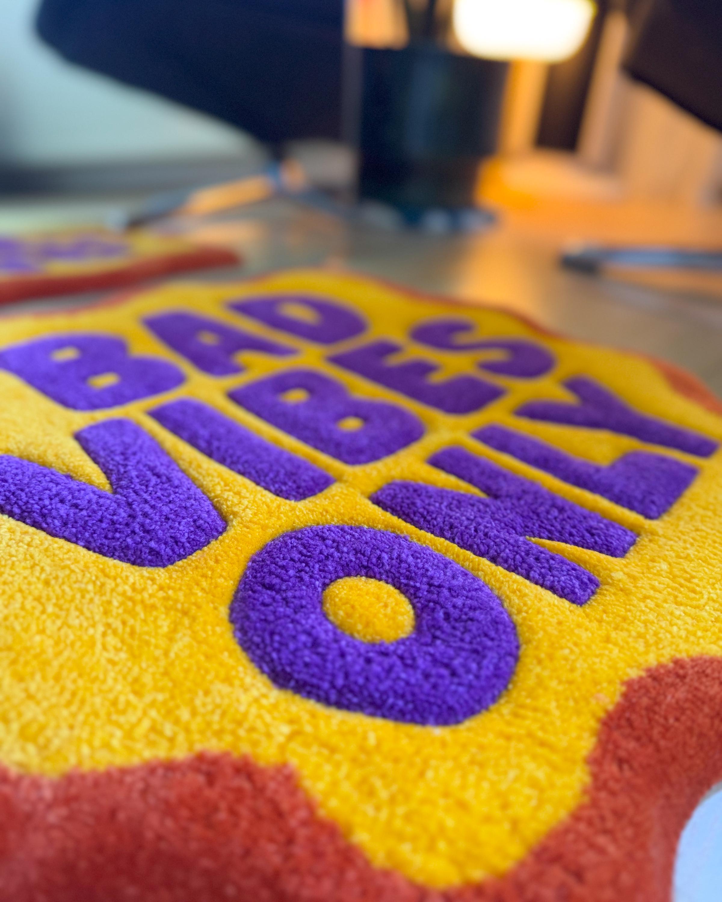 LargoModern Bad Vibes Only Tufted Rug Hand Carved 20in