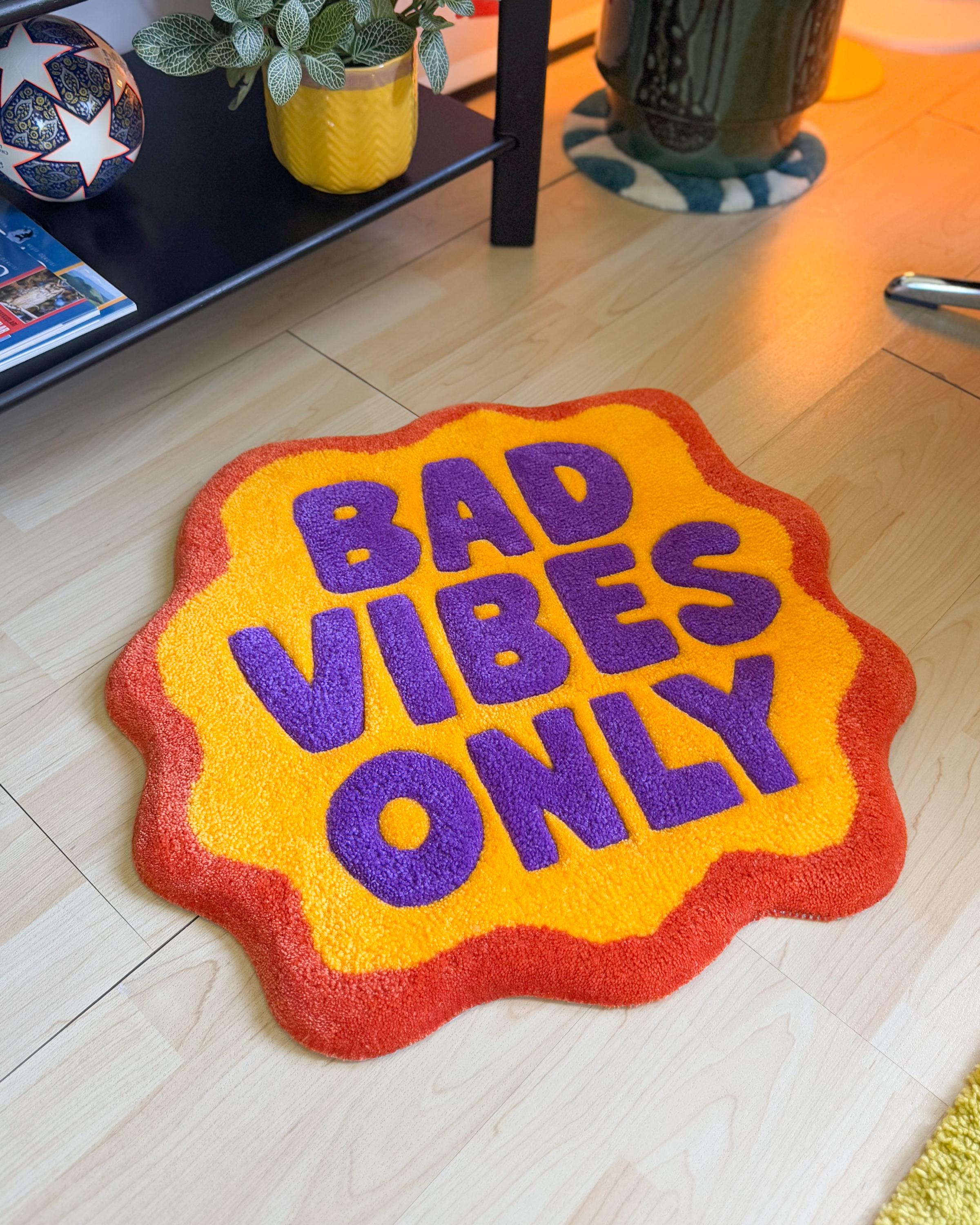 LargoModern Bad Vibes Only Tufted Rug Hand Carved 20in