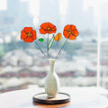 RainLine Handmade Stained Glass Poppy Flower Bouquet Stake Sun Catcher Set