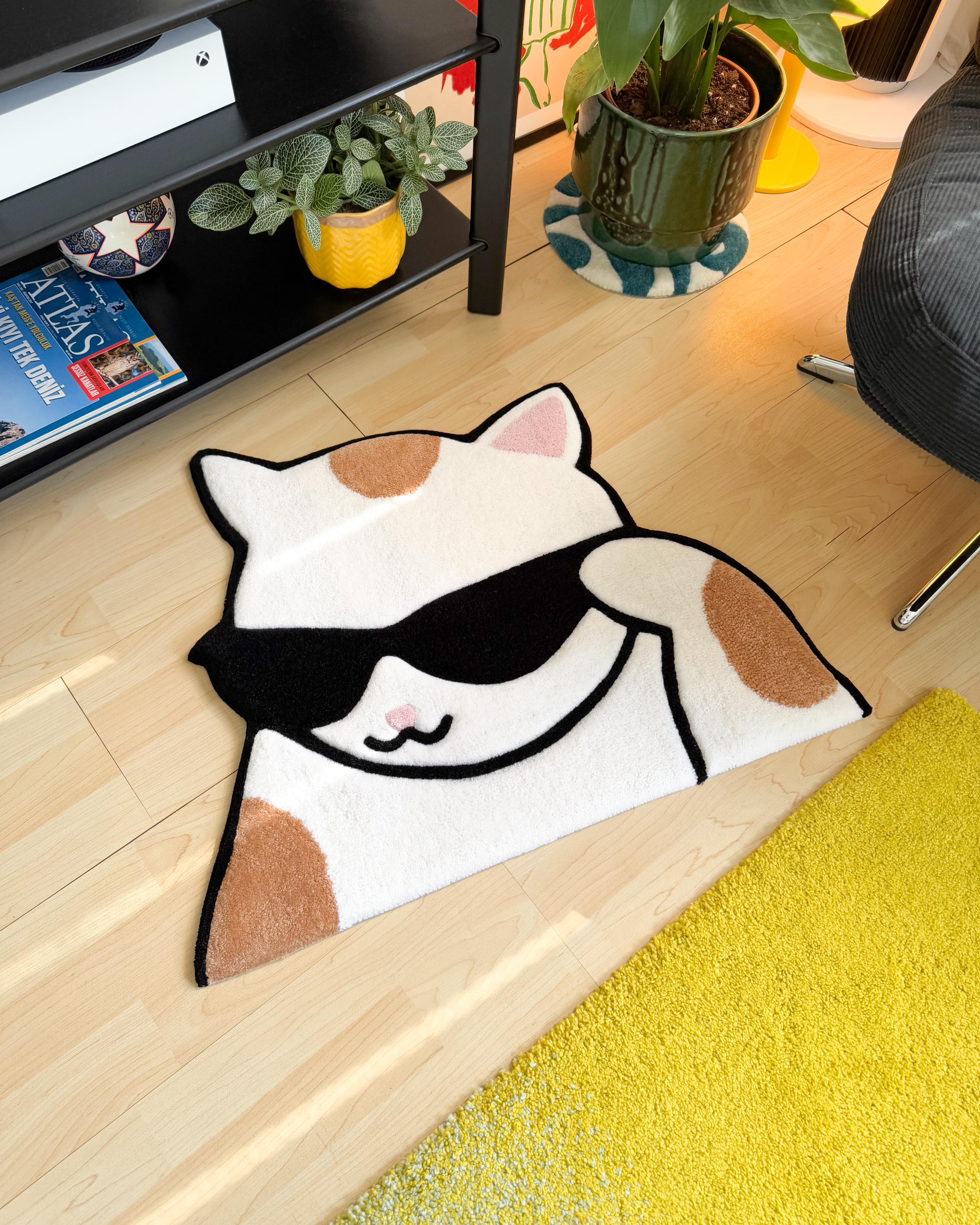 LargoModern Cool Cat Handmade Tufted Rug Fluffy and Soft