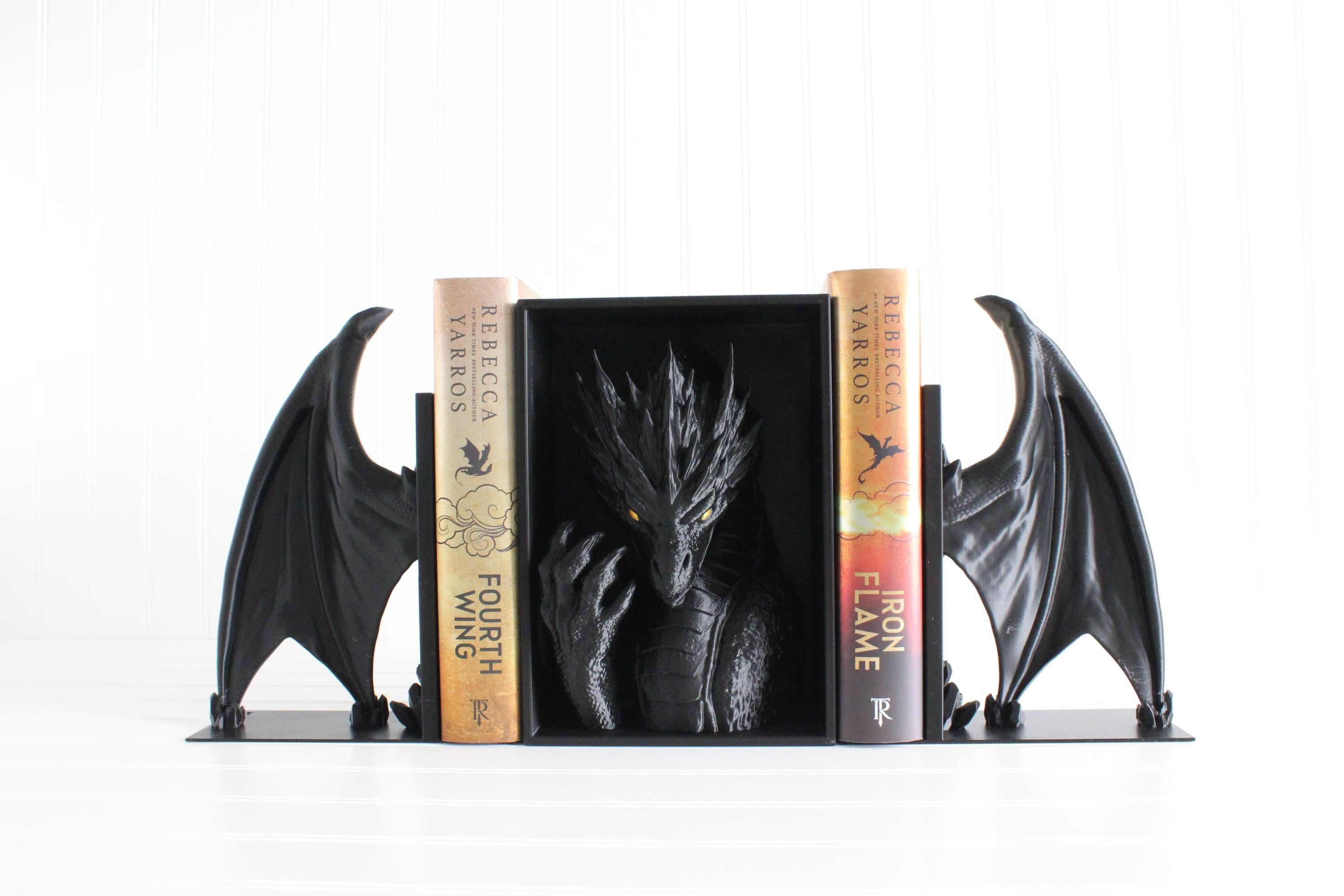 DelightfullyDutch 3D Printed Dragon Bookends Fourth Wing Bookshelf Decor