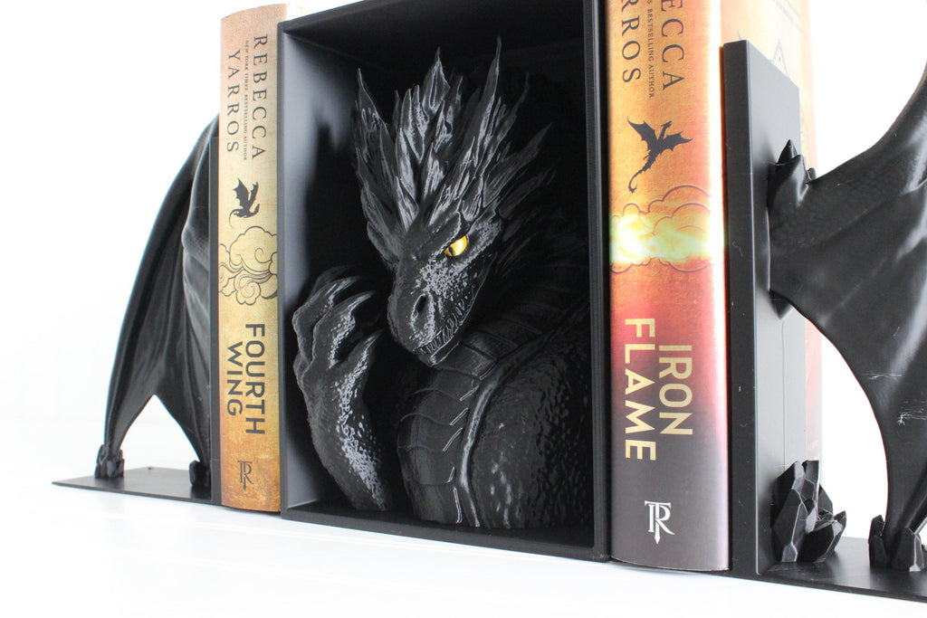 DelightfullyDutch 3D Printed Dragon Bookends Fourth Wing Bookshelf Decor