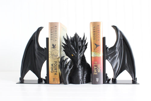 DelightfullyDutch 3D Printed Dragon Bookends Fourth Wing Bookshelf Decor