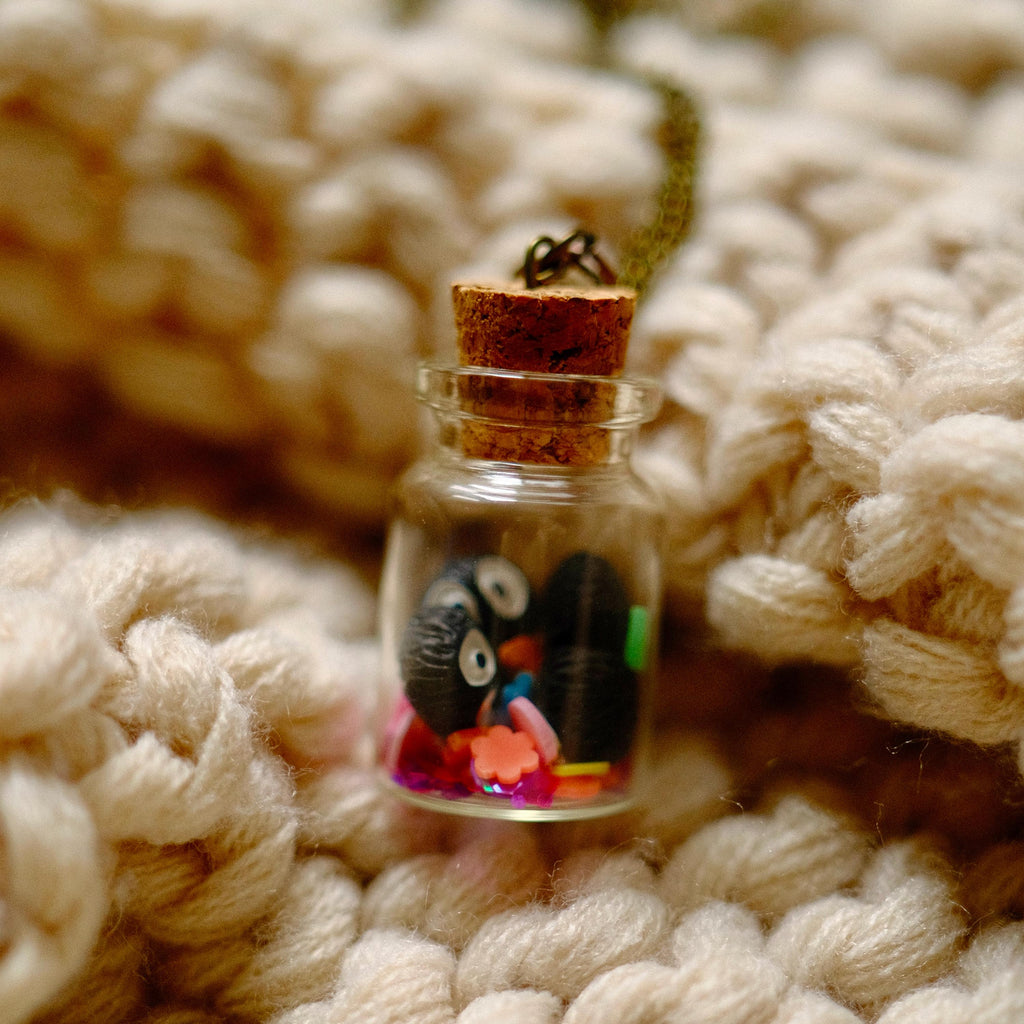 VanillaStarCafe Sprites in a Jar Glass Bottle Charm 30 Inch Chain