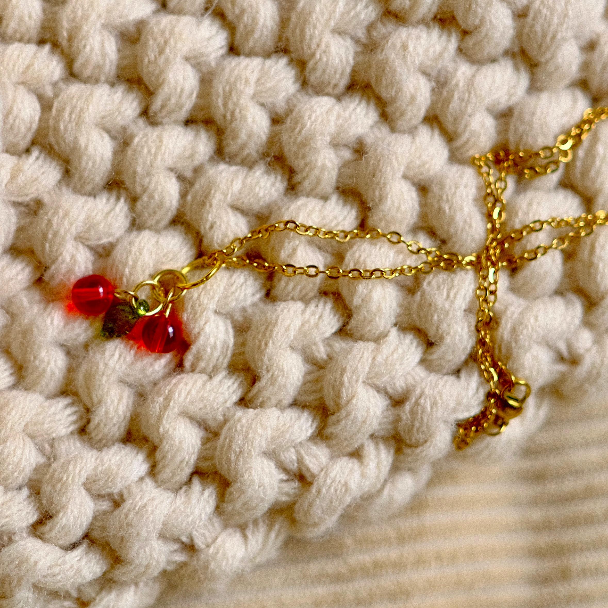 VanillaStarCafe Bronze Berries Charm Necklace 20.5in Gold Chain