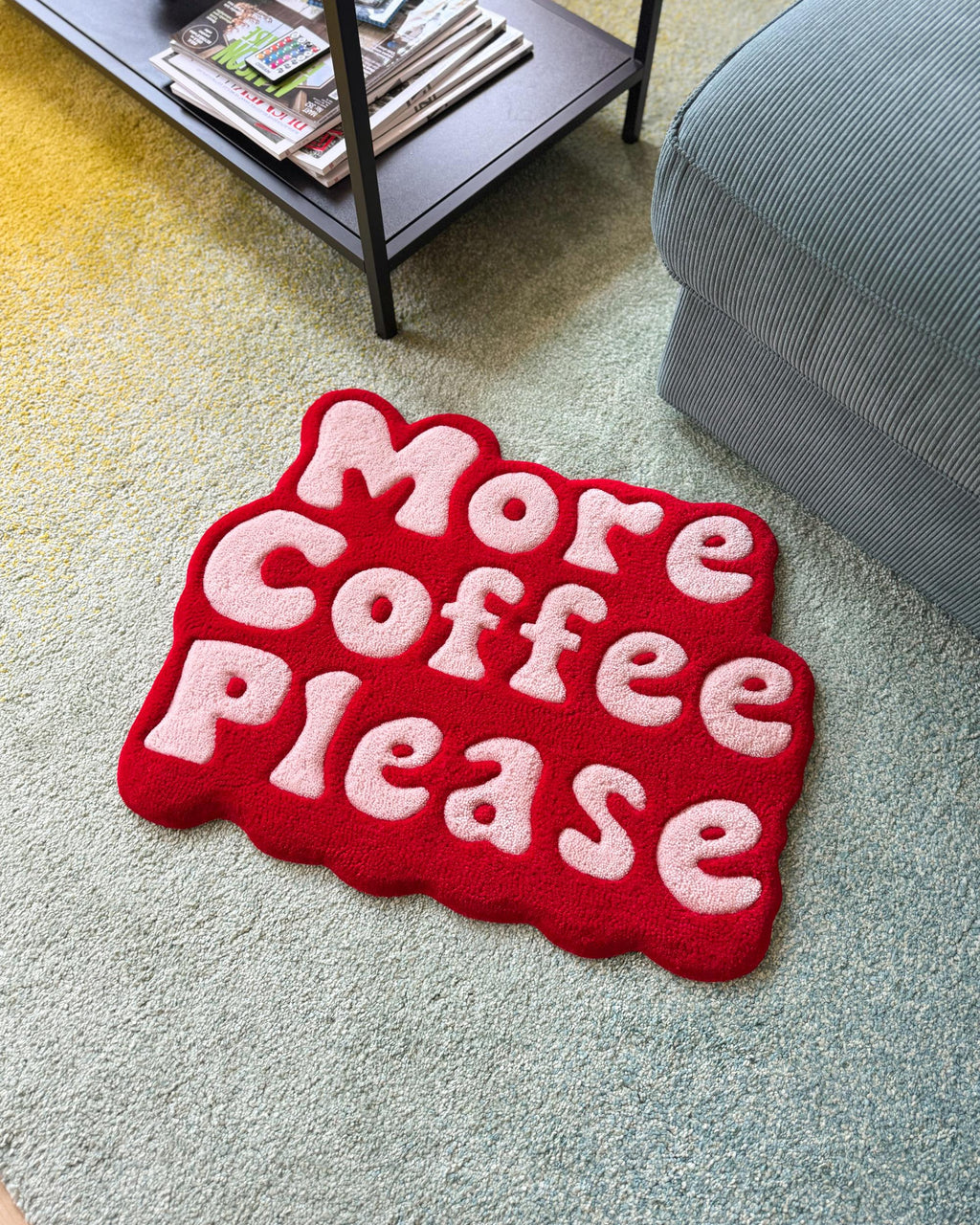 LargoModern Handmade Tufted Rug More Coffee Please 24x18in