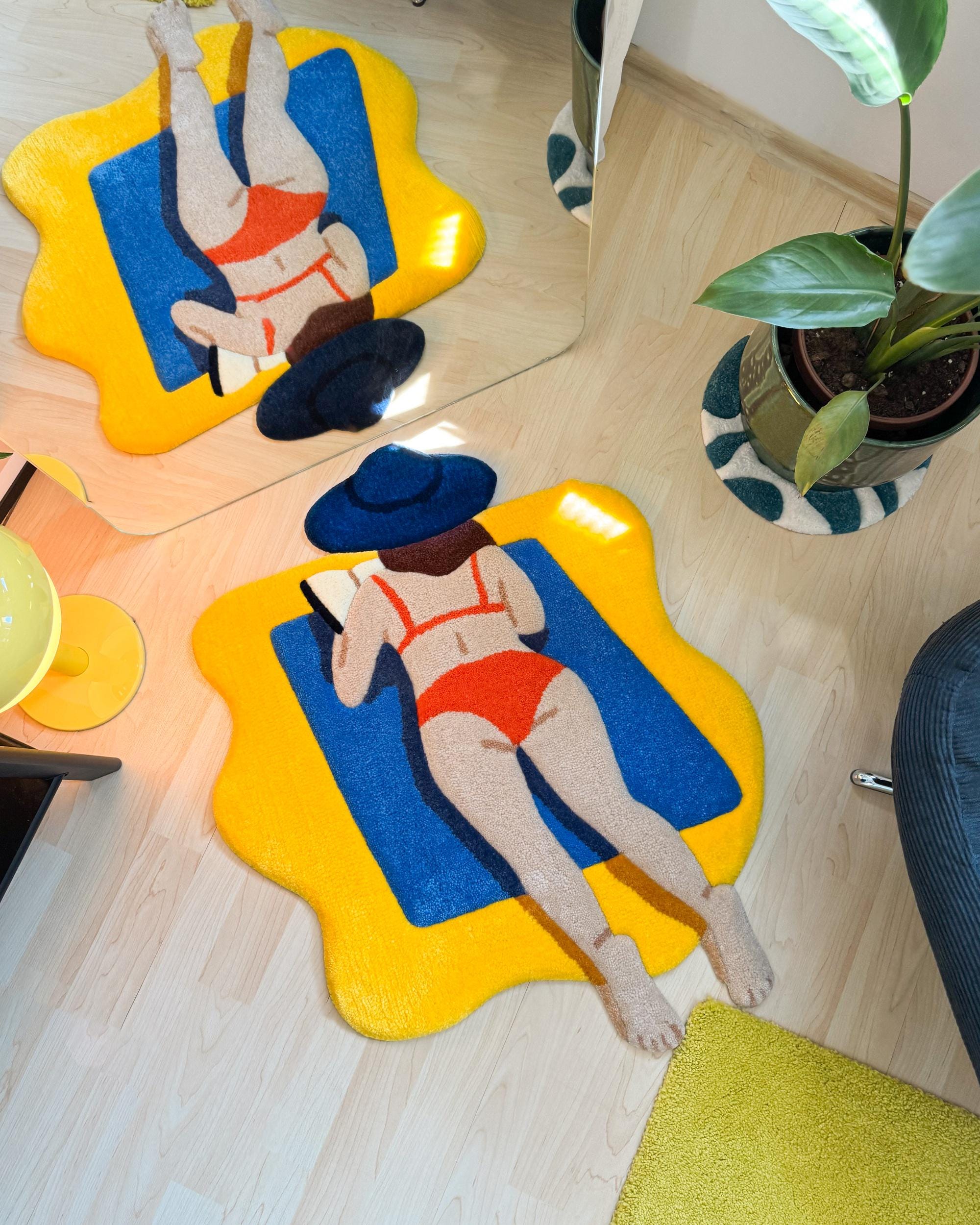 LargoModern Summer Sun Custom Hand Tufted 3D Rug 30x25in