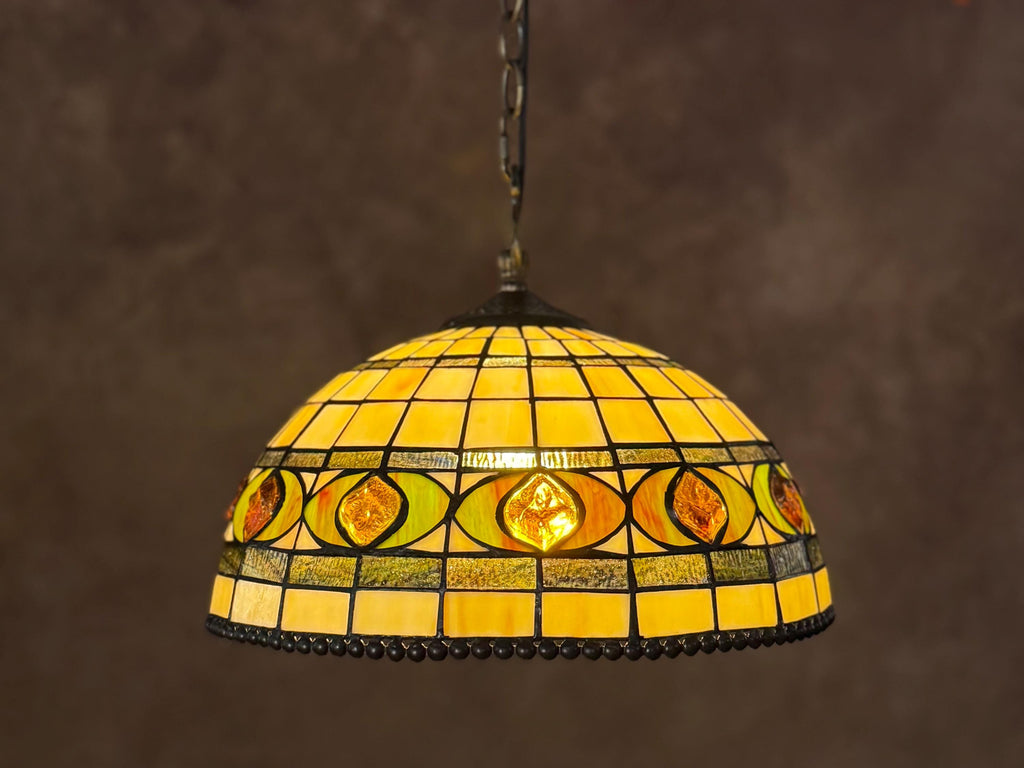 U2Antique 14 Inch Handmade Tiffany Stained Glass Pendant Lamp