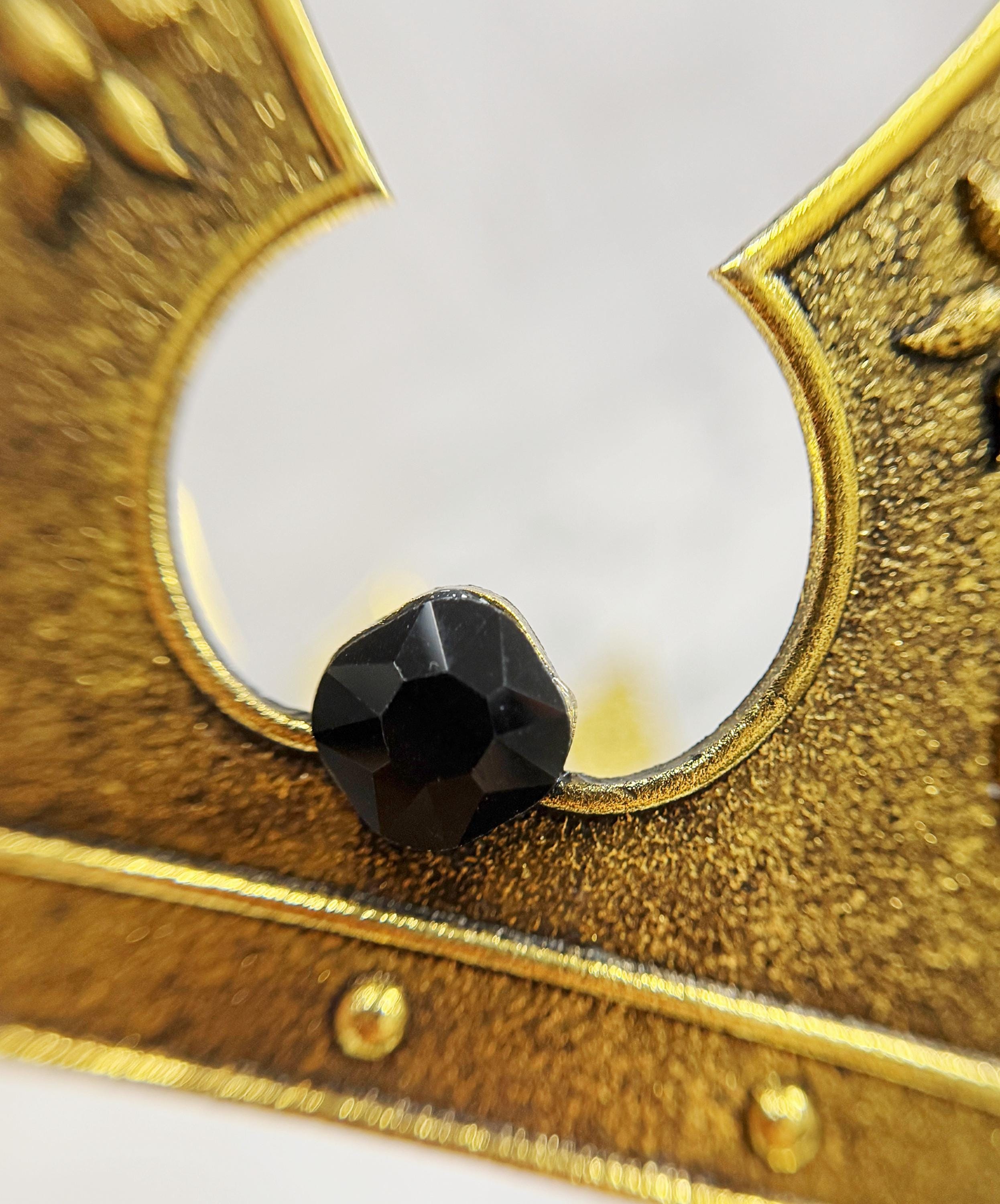 HappyJewelryWorld Renaissance Gold Crown 24in Circumference Black Crystal
