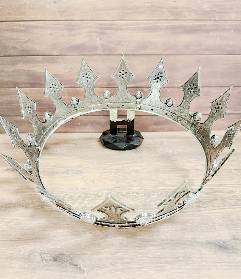 HappyJewelryWorld Vintage Silver Medieval Crown Rhinestone
