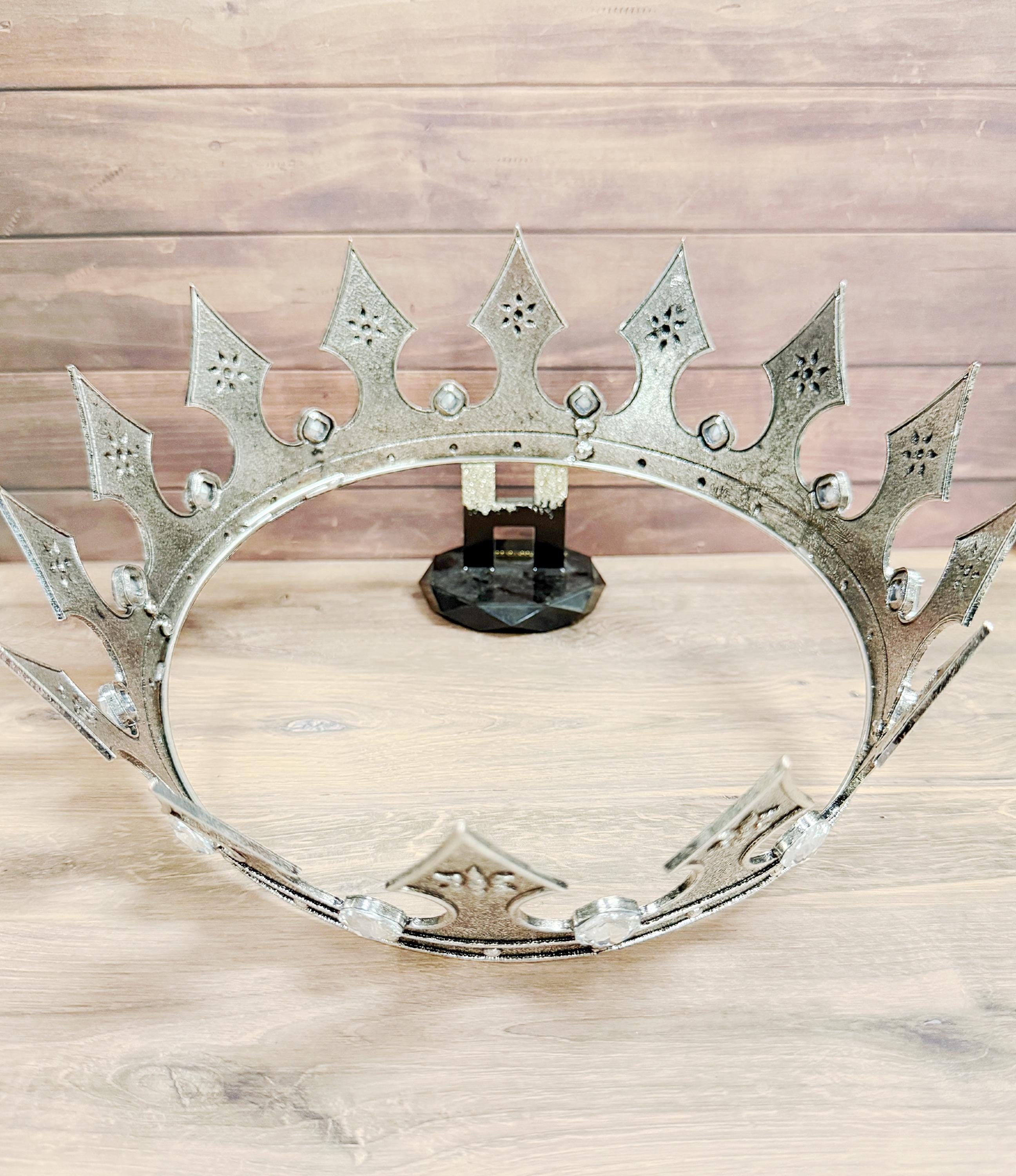 HappyJewelryWorld Vintage Silver Medieval Crown Rhinestone