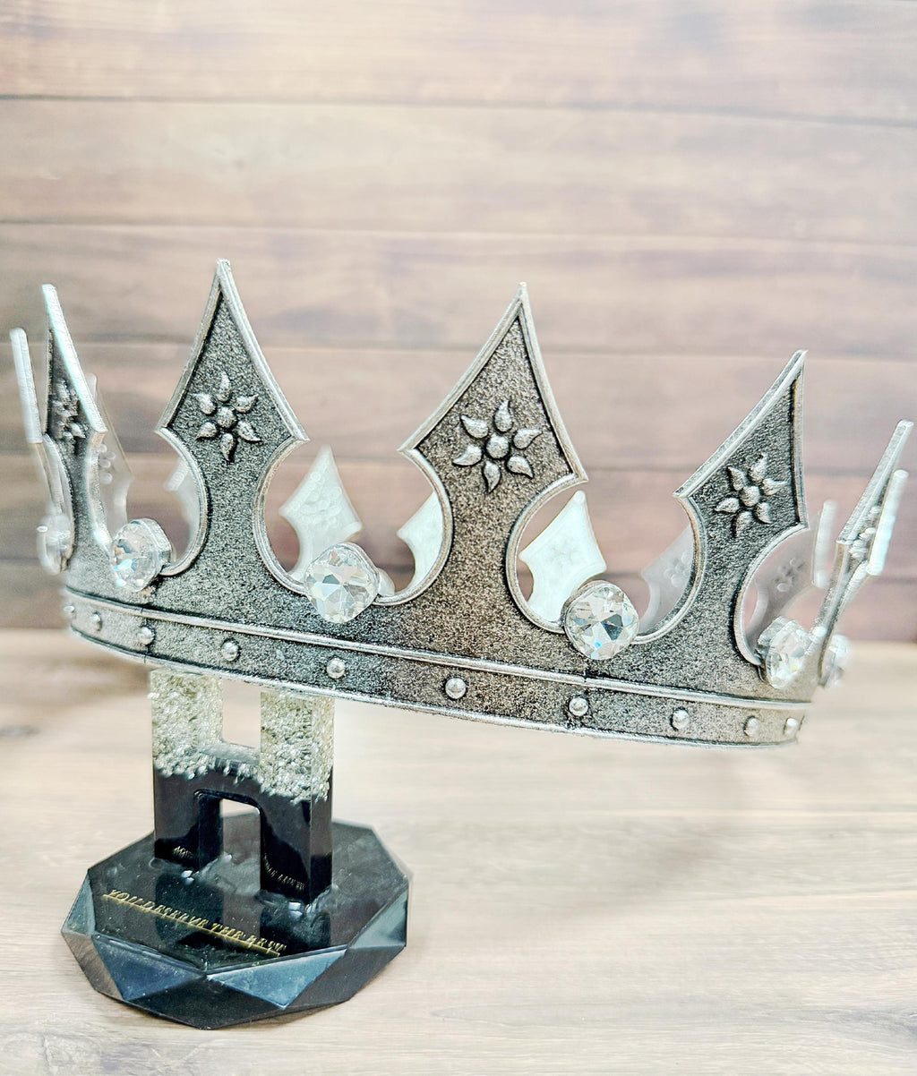 HappyJewelryWorld Vintage Silver Medieval Crown Rhinestone