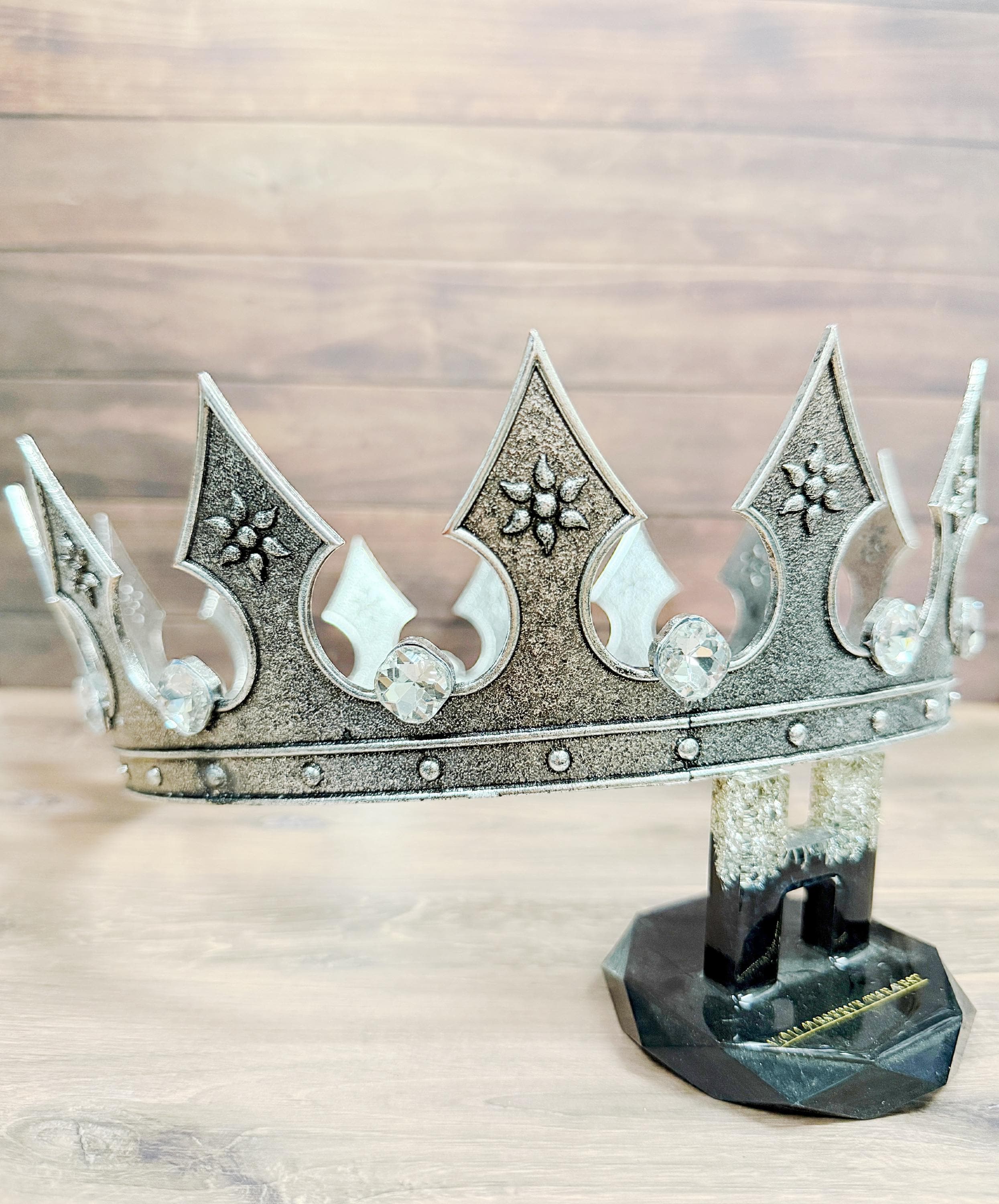 HappyJewelryWorld Vintage Silver Medieval Crown Rhinestone