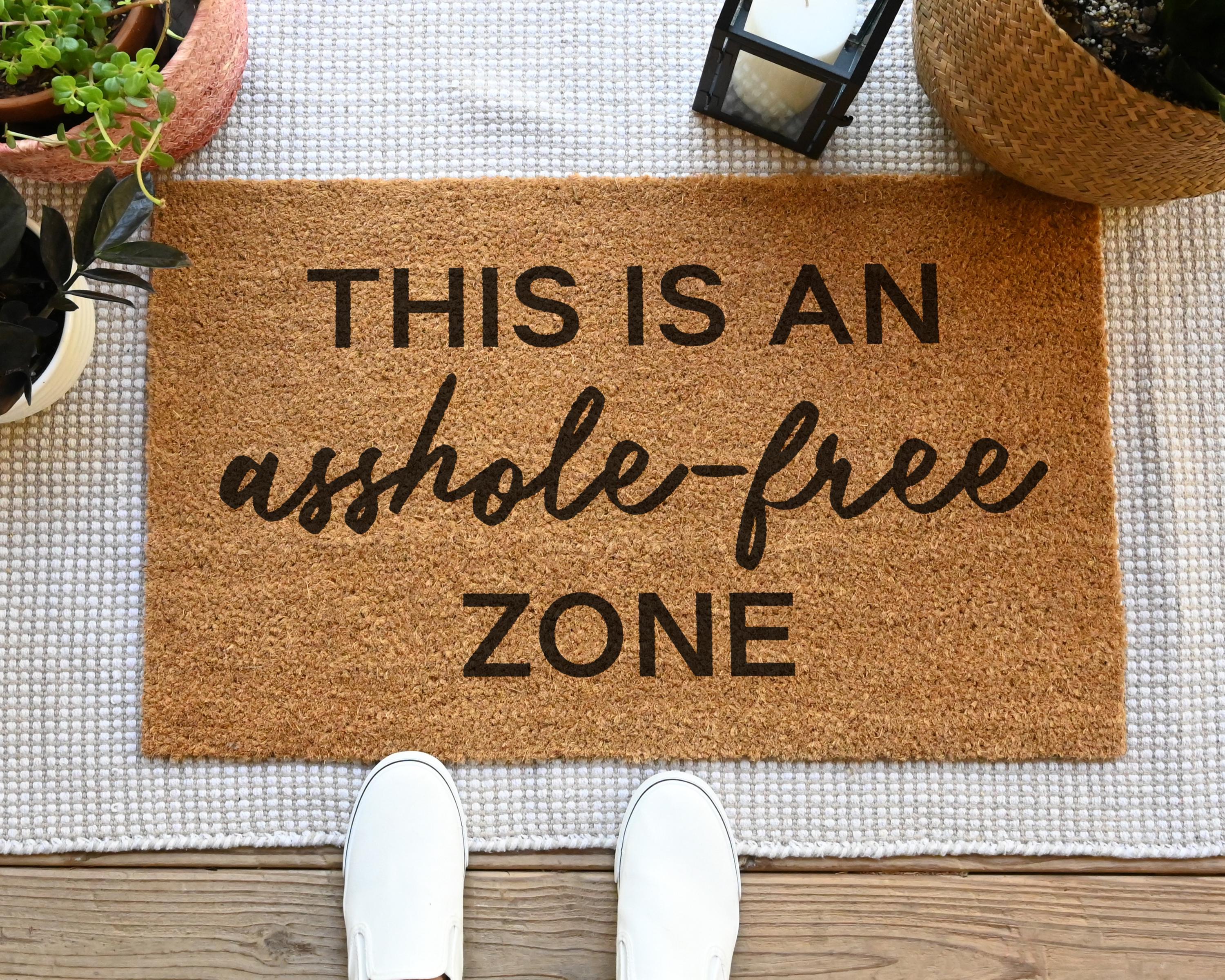 HamlinRowShop Asshole-Free Zone Coir Doormat Funny Welcome Mat
