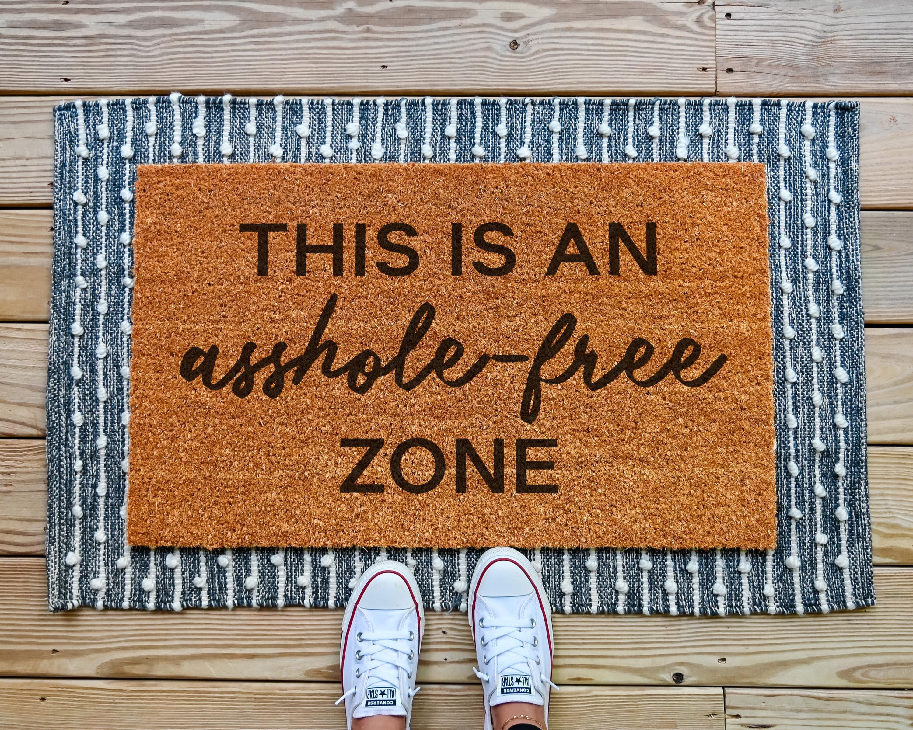 HamlinRowShop Asshole-Free Zone Coir Doormat Funny Welcome Mat