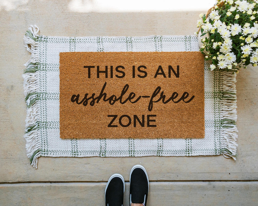 HamlinRowShop Asshole-Free Zone Coir Doormat Funny Welcome Mat