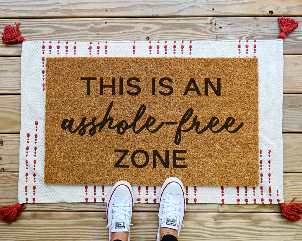 HamlinRowShop Asshole-Free Zone Coir Doormat Funny Welcome Mat