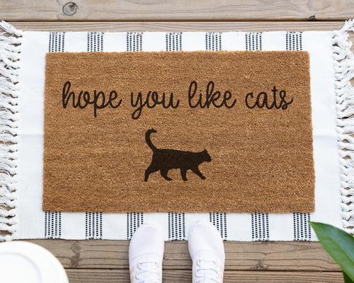Coir Doormat Hope You Like Cats Funny Welcome Mat for Cat Lovers