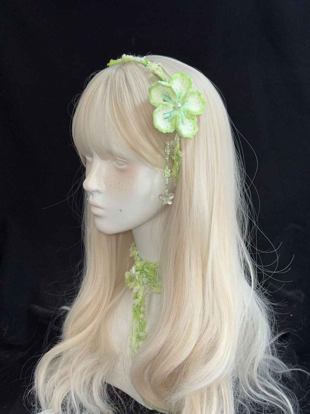 StellarPride Handmade Floral Convertible Necklace Headband Pastel Green