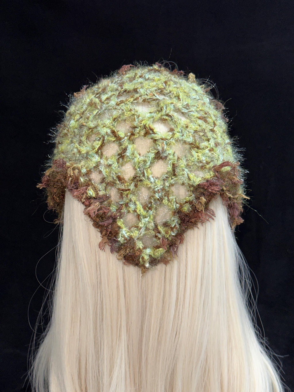 StellarPride Woodland Style Crochet Headscarf Hand Blended Yarn