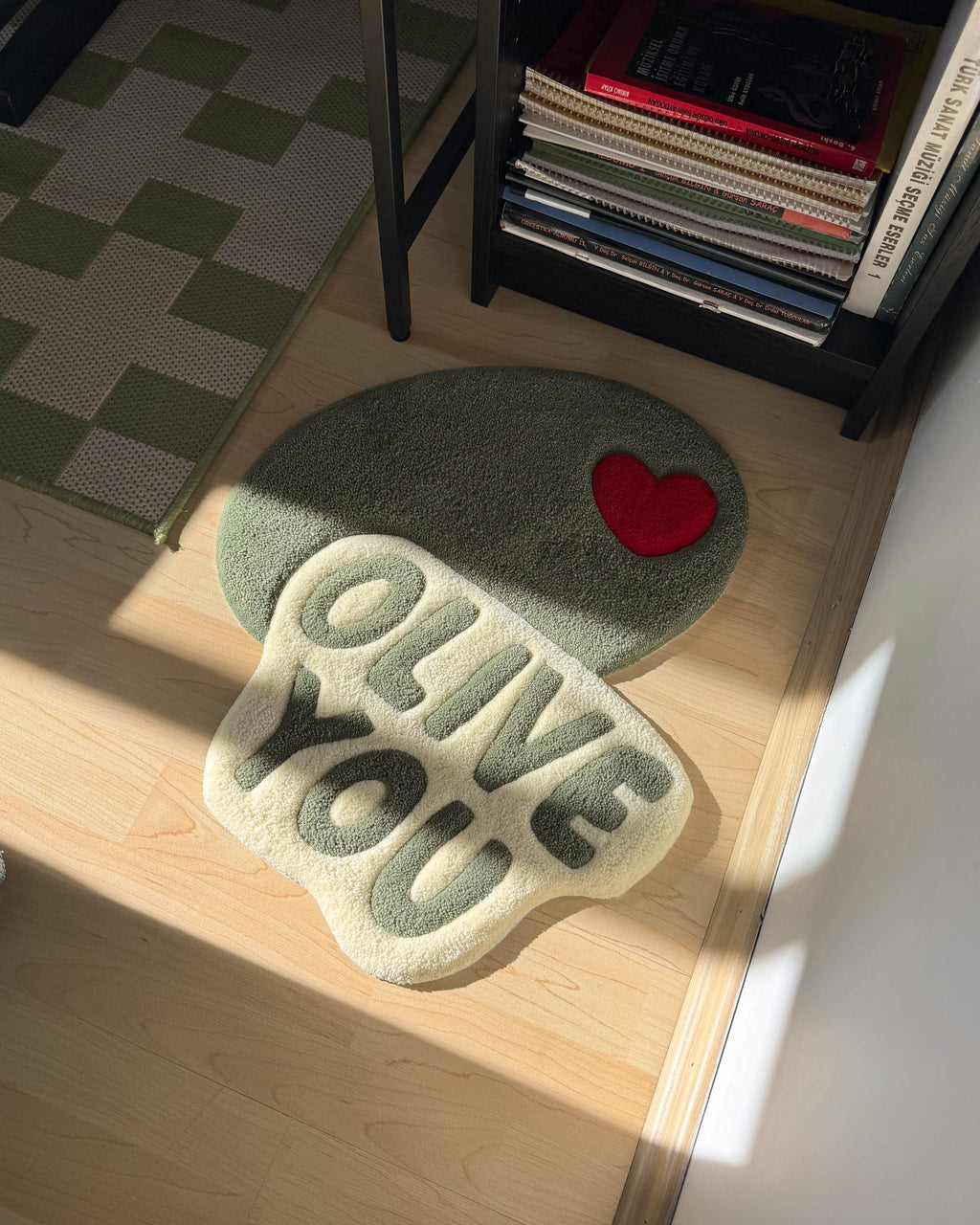 LargoModern Olive You Custom Tufted Rug Fluffy 22x20 Inches