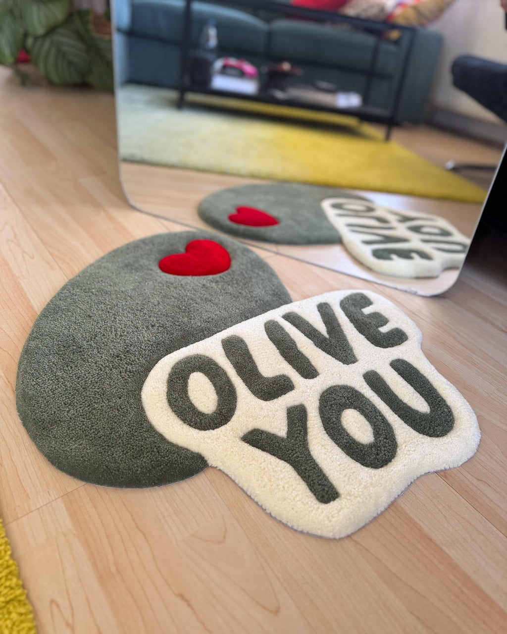 LargoModern Olive You Custom Tufted Rug Fluffy 22x20 Inches
